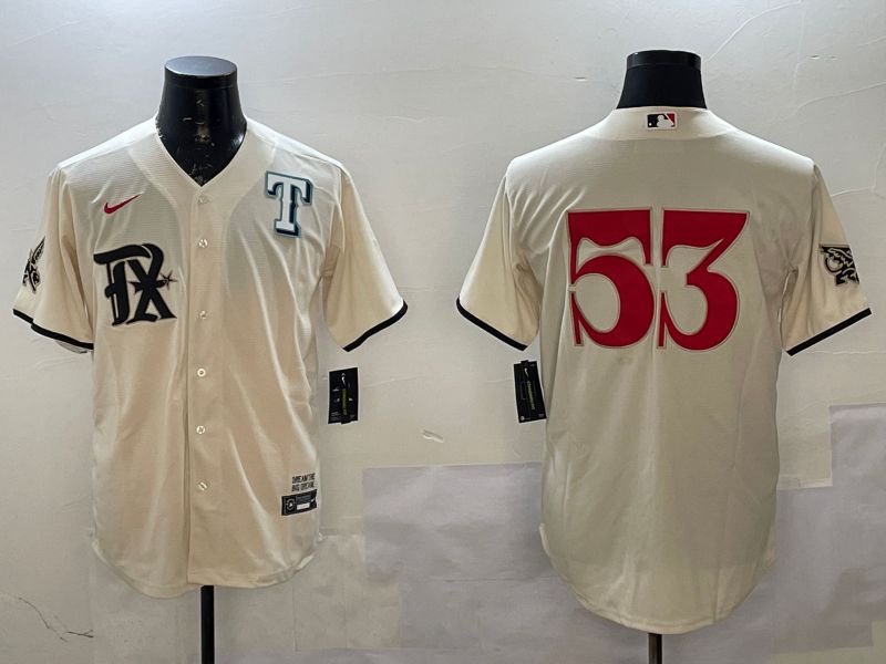 Men Texas Rangers 53 No Name Cream City Edition Game Nike 2025 MLB Jersey style 3